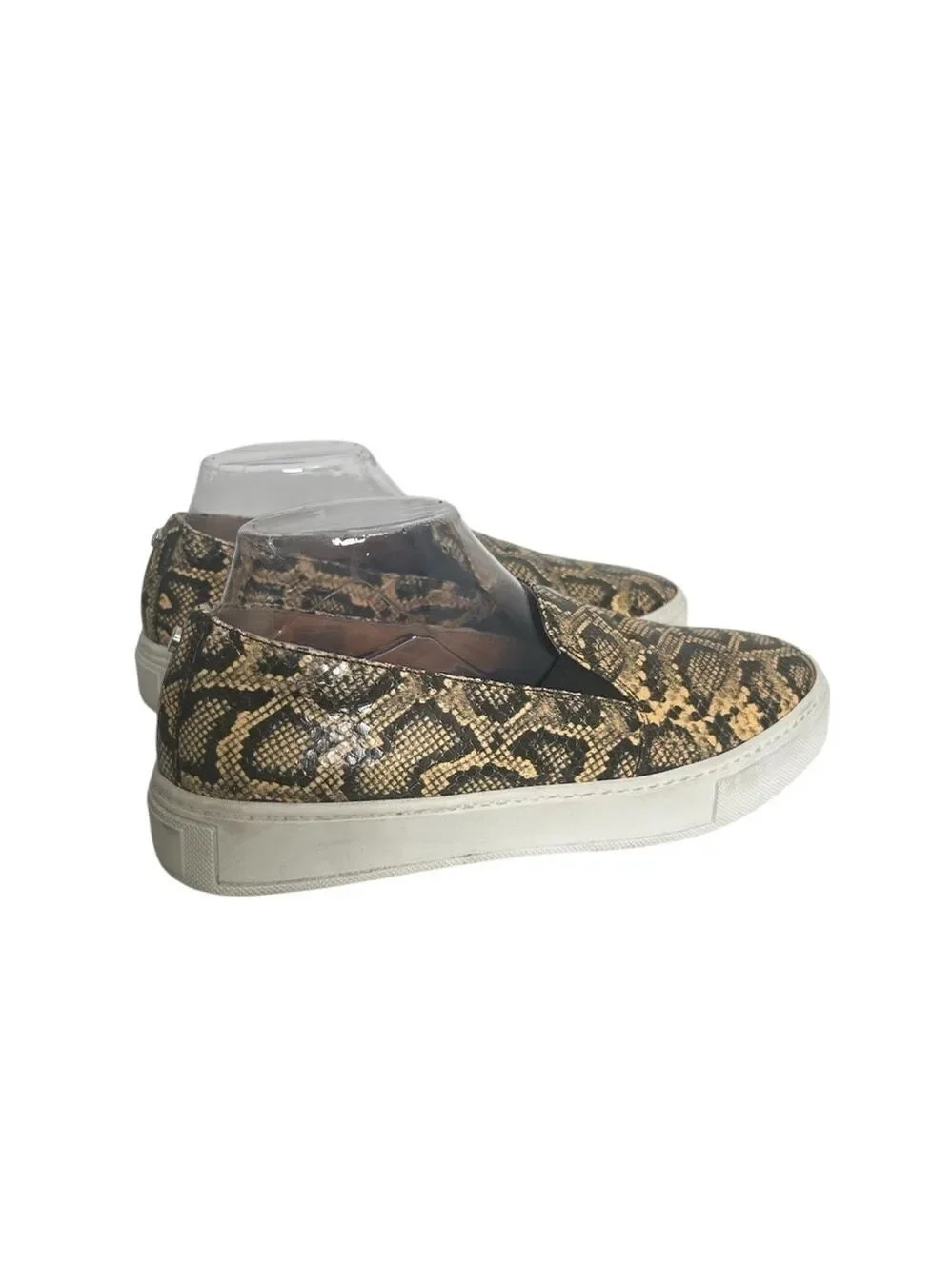 Aquatalia Onida Snake Print Leather Slip-On Sneakers in Caramel Women’s Size 9.5